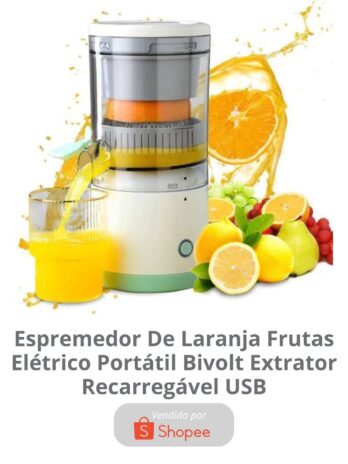 Espremedor De Laranja Frutas Elétrico Portátil Bivolt Extrator Recarregável USB