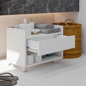 Armário Gaveteiro Com Rodinhas Para Banheiro Organizador Porta Toalha Bonatto