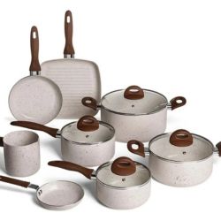 #016 Conjunto Brinox Ceramic Vanilla 8 Peças: Cozinhe com Estilo e Facilidade Antiaderente!